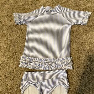 EUC Ruffle Butts 4T two piece rash guard set